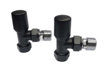 Towel Rail Valves - Angled Set - 15mm - Black