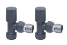 Towel Rail Valves - Angled Set - 15mm - Anthracite
