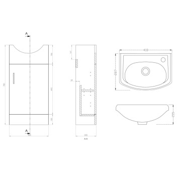 Floor Standing - Petite Unit & Basin - White - 420mm
