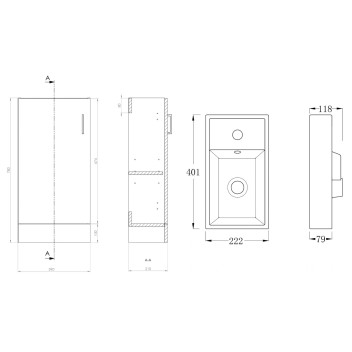 Floor Standing - Mini Unit & Basin - White - 400mm