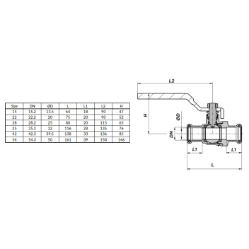 Pressfit - Water - Lever Valve - 54mm