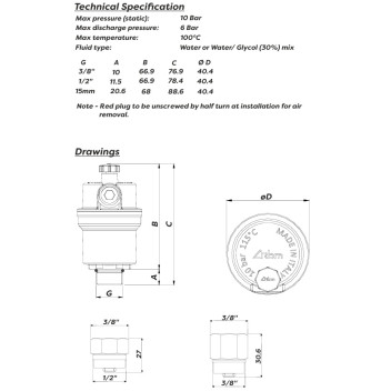 AAV - Automatic Air Vent 3/8\"mm