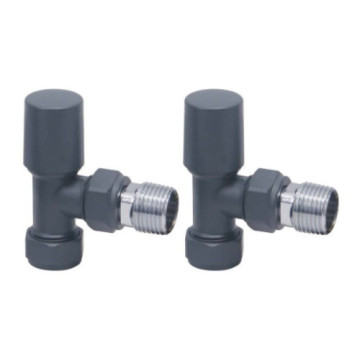 Towel Rail Valves - Angled Set - 15mm - Anthracite