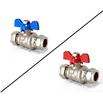 Full Bore Compression Ball Valve - Butterfly Handle - 15mm